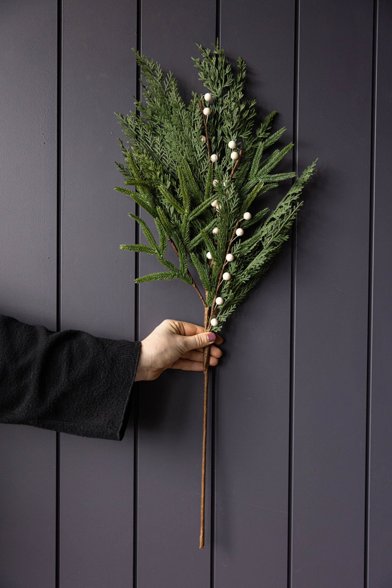 White Plum Berry Norfolk Cypress Real Touch Stems 22"