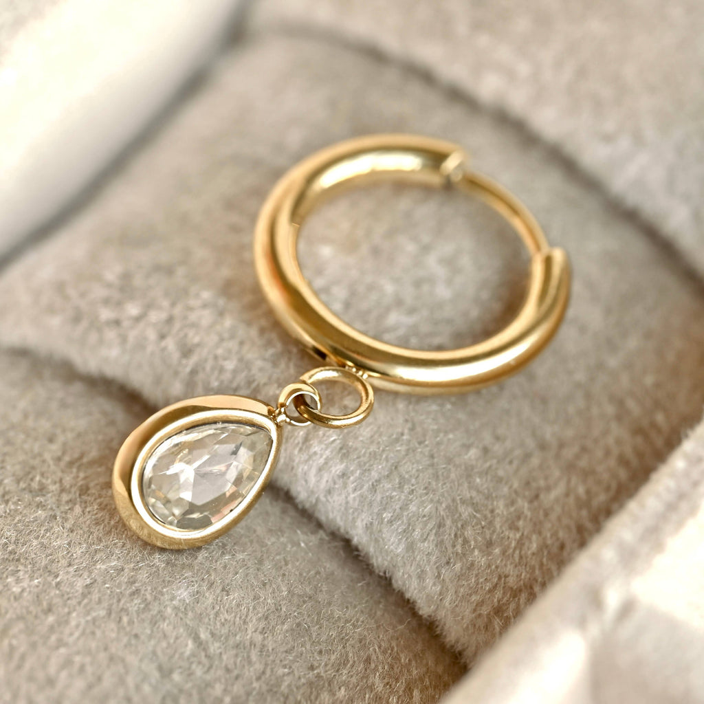 Blueyejewelry - Diamond Teardrop Hoop Earrings