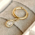 Blueyejewelry - Diamond Teardrop Hoop Earrings