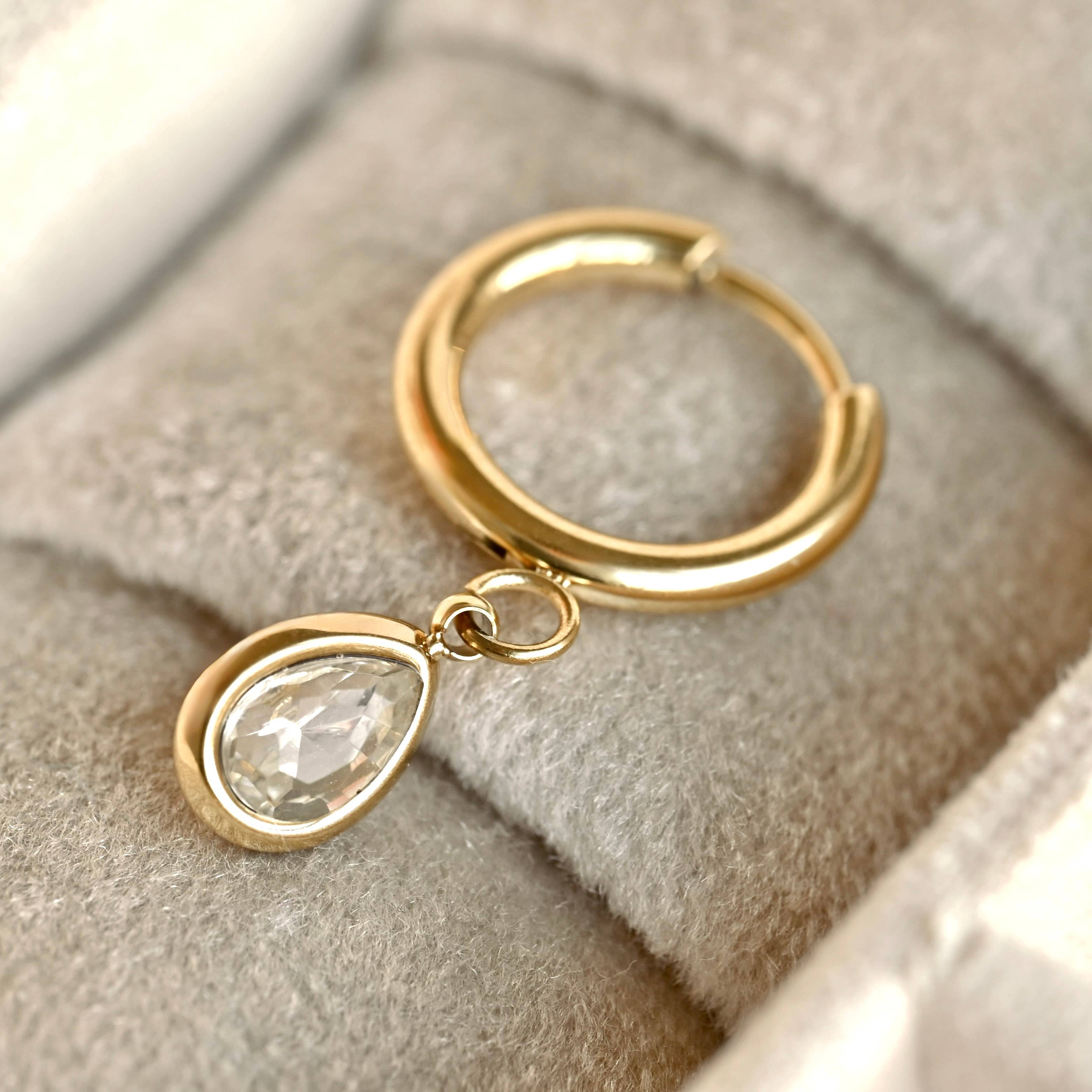 Blueyejewelry - Diamond Teardrop Hoop Earrings