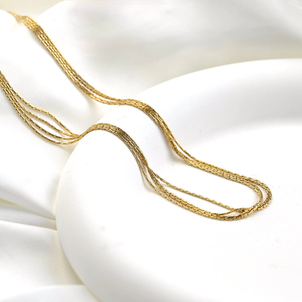 Blueyejewelry - 18k Gold Layered Chain Necklace - Shimmering 4-layered Chain
