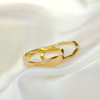Tarnish-proof Gold Ring Set - 18k Gold Wave Rings