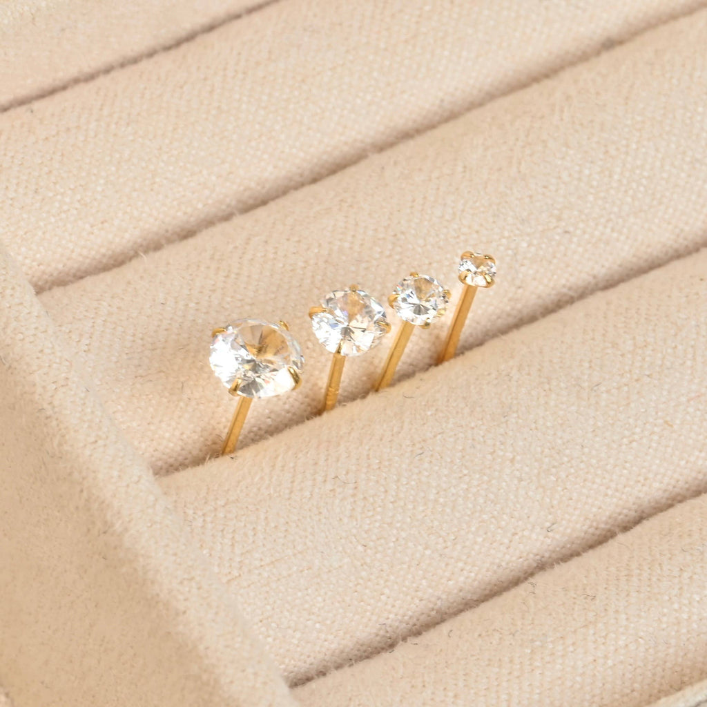 Blueyejewelry -  925 Silver Solitaire Studs - Prong Diamond Stud Earrings