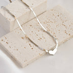 Herringbone Heart Necklace - Dainty Herringbone Necklace