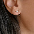 Blueyejewlry - Sterling Silver Front Back Circle Ear Jacket - CZ Earrings