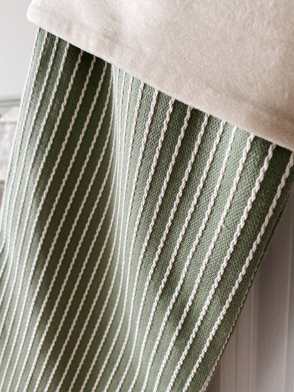 Green Stripe Luxury Velvet-Lined Christmas Stocking