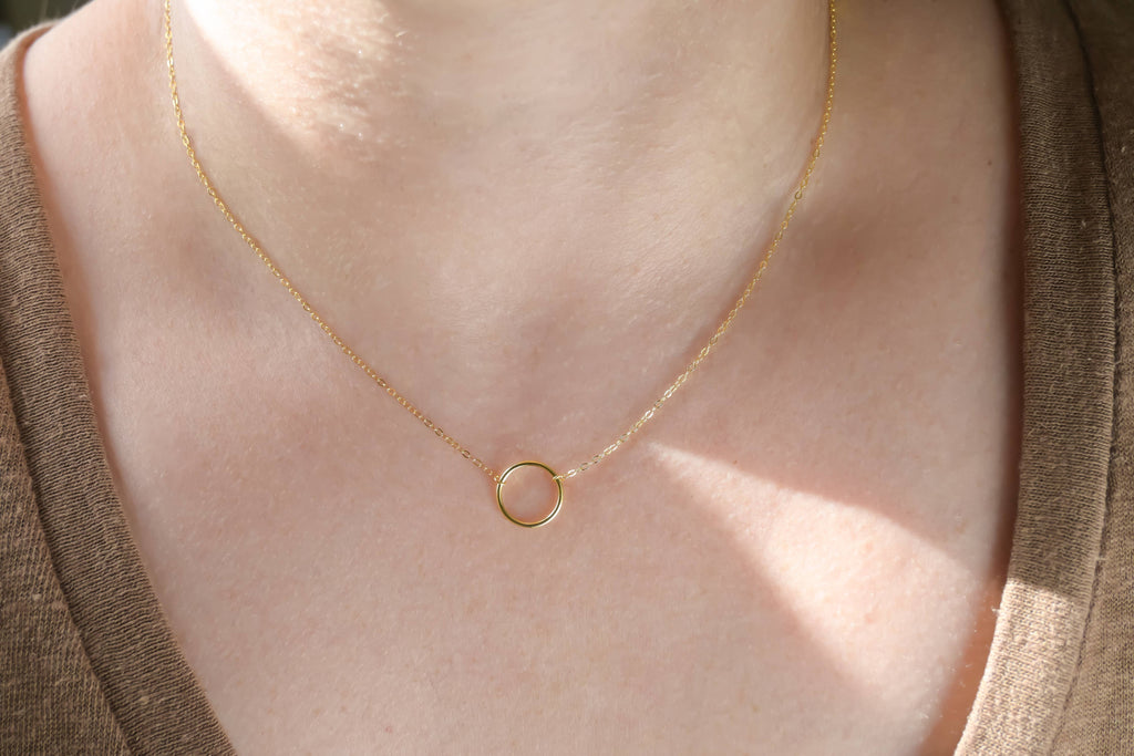 Sterling Silver Circle Link Necklace - Gold Circle Necklace