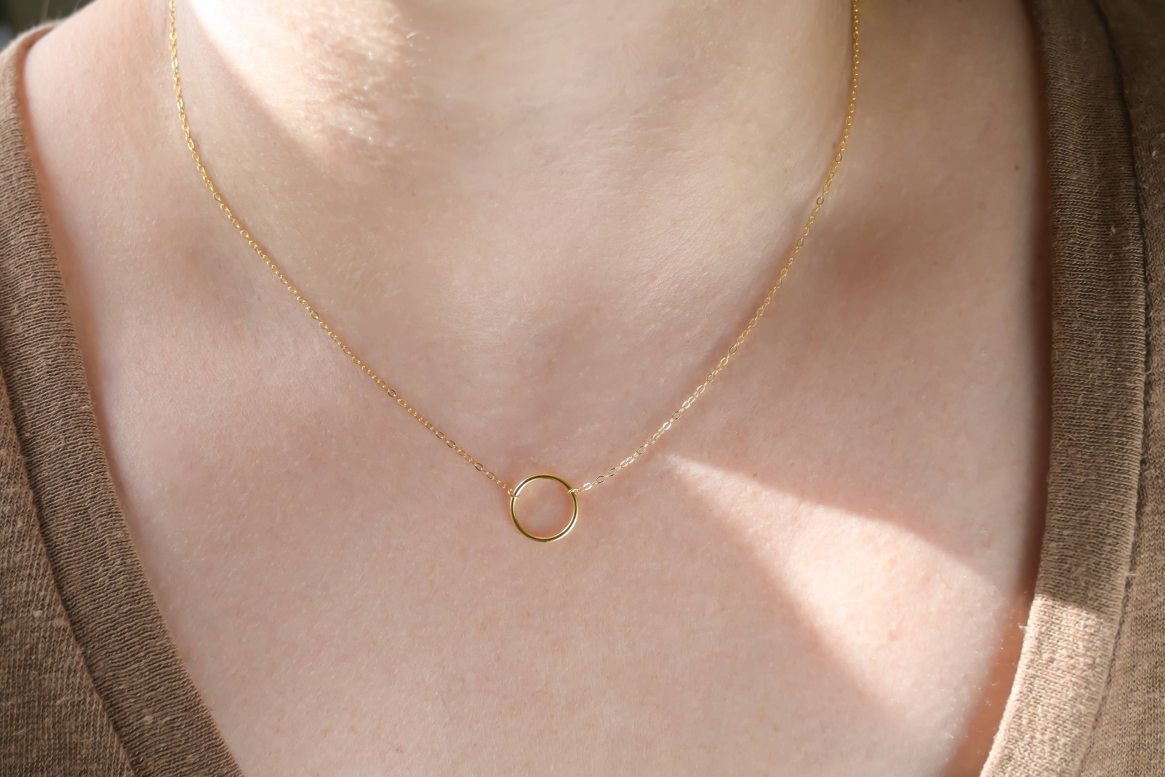 Sterling Silver Circle Link Necklace - Gold Circle Necklace