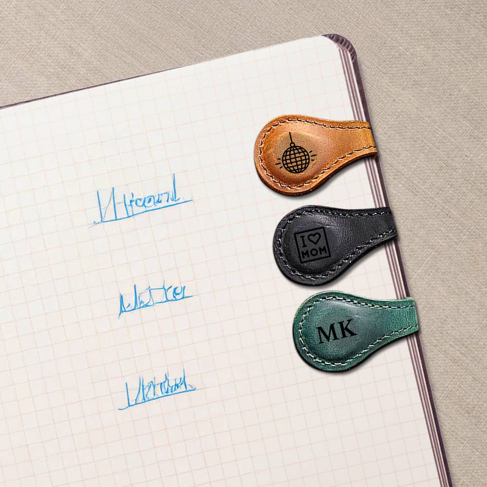 Leather Magnetic Bookmark, Handmade Leather Book mark