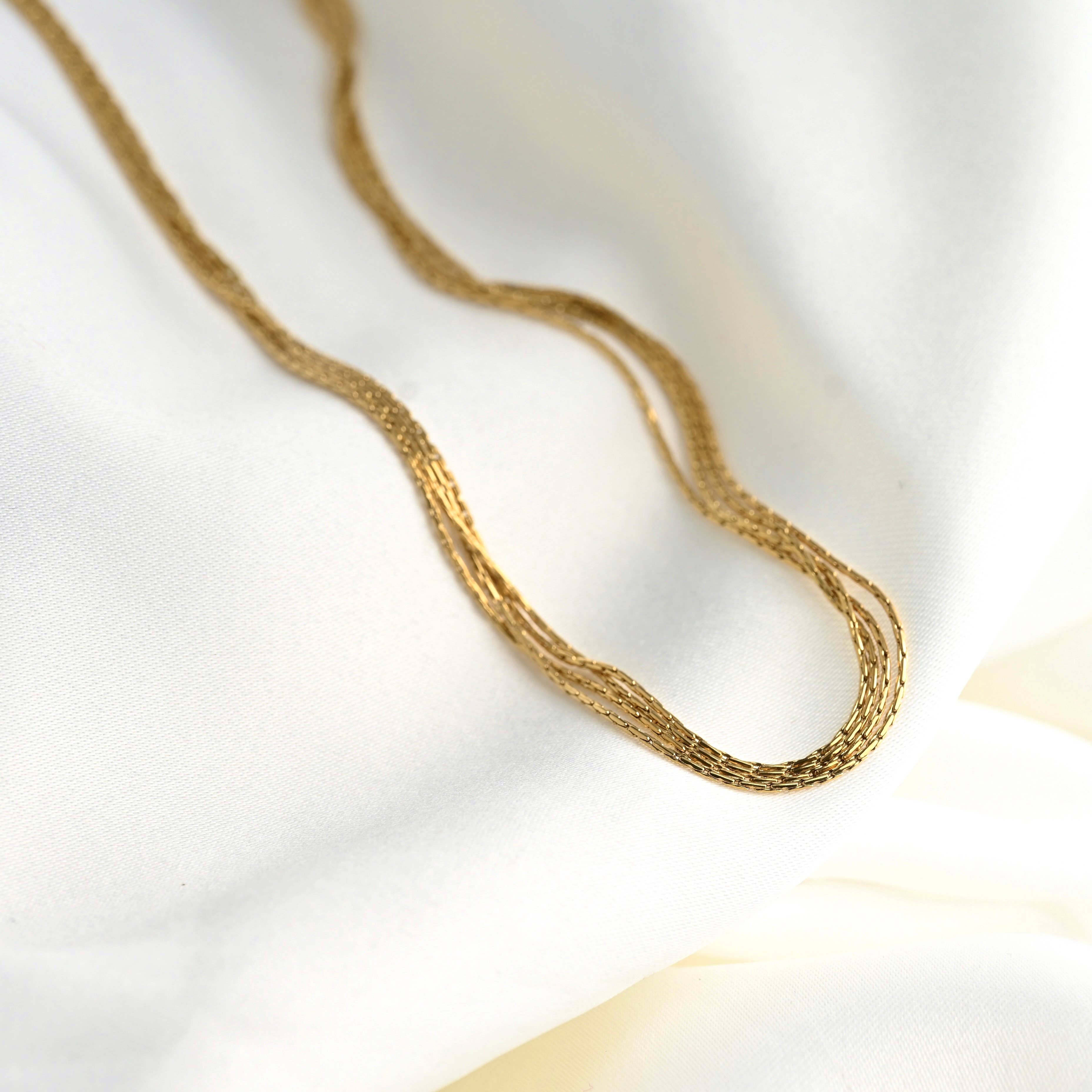 Blueyejewelry - 18k Gold Layered Chain Necklace - Shimmering 4-layered Chain