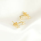 Sterling Silver Front Back Circle Ear Jacket - CZ Earrings