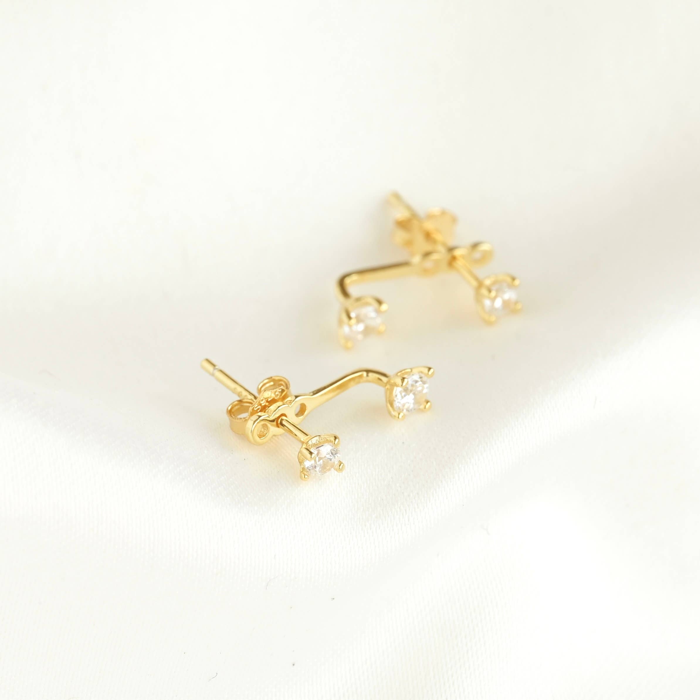 Sterling Silver Front Back Circle Ear Jacket - CZ Earrings