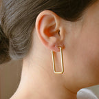 Oversized Rectangle Hoops - 18k Gold Statement Hoop Earrings