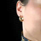 Blueyejewelry - Vintage Style Hoops - 18k Gold Wide Sculptural Hoop Earrings