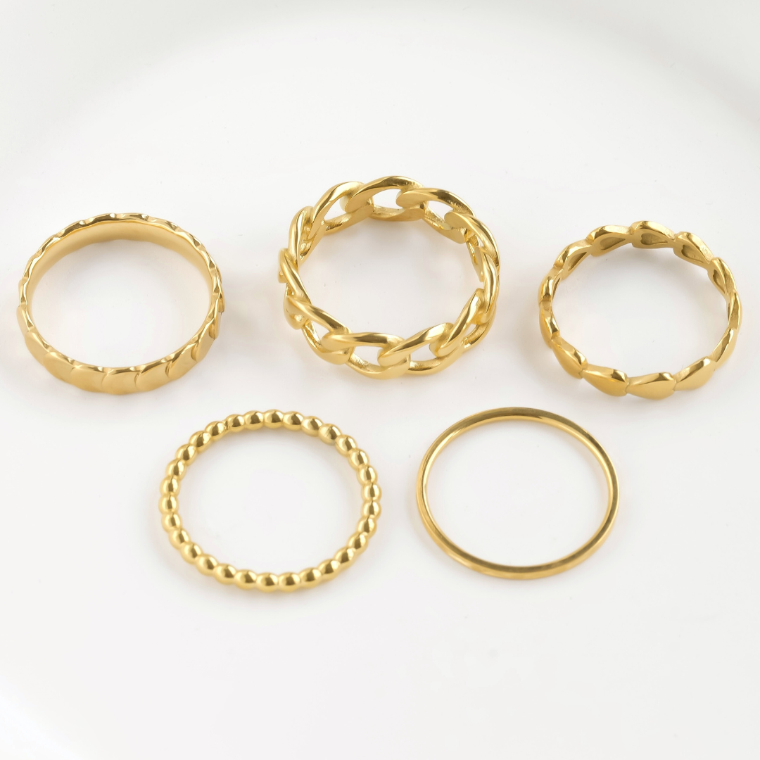 Dainty Gold Rings - Waterproof 18k Gold Stackable Rings