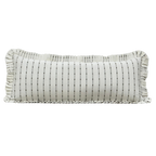 Luxe B Co - Ruffle Bolster Pillow Cover White Olive Green Embroidery