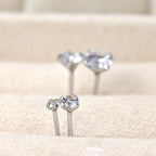 Blueyejewelry -  925 Silver Solitaire Studs - Prong Diamond Stud Earrings