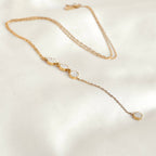 Blueyejewelry - Gold Crystal Lariat Necklace - Stainless Steel
