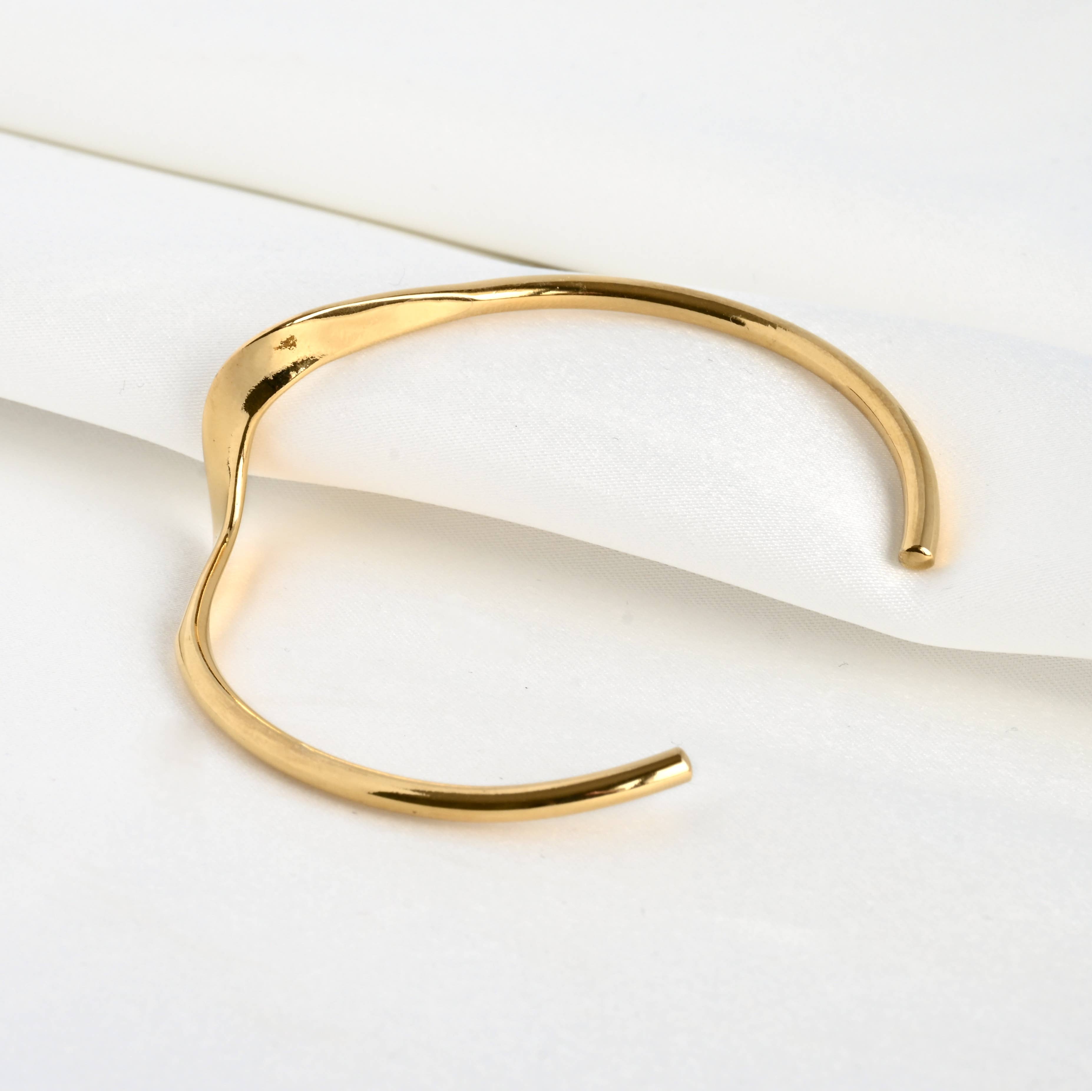 Sculptural Gold Cuff - Tarnish-free Twist Cuff Bracelet