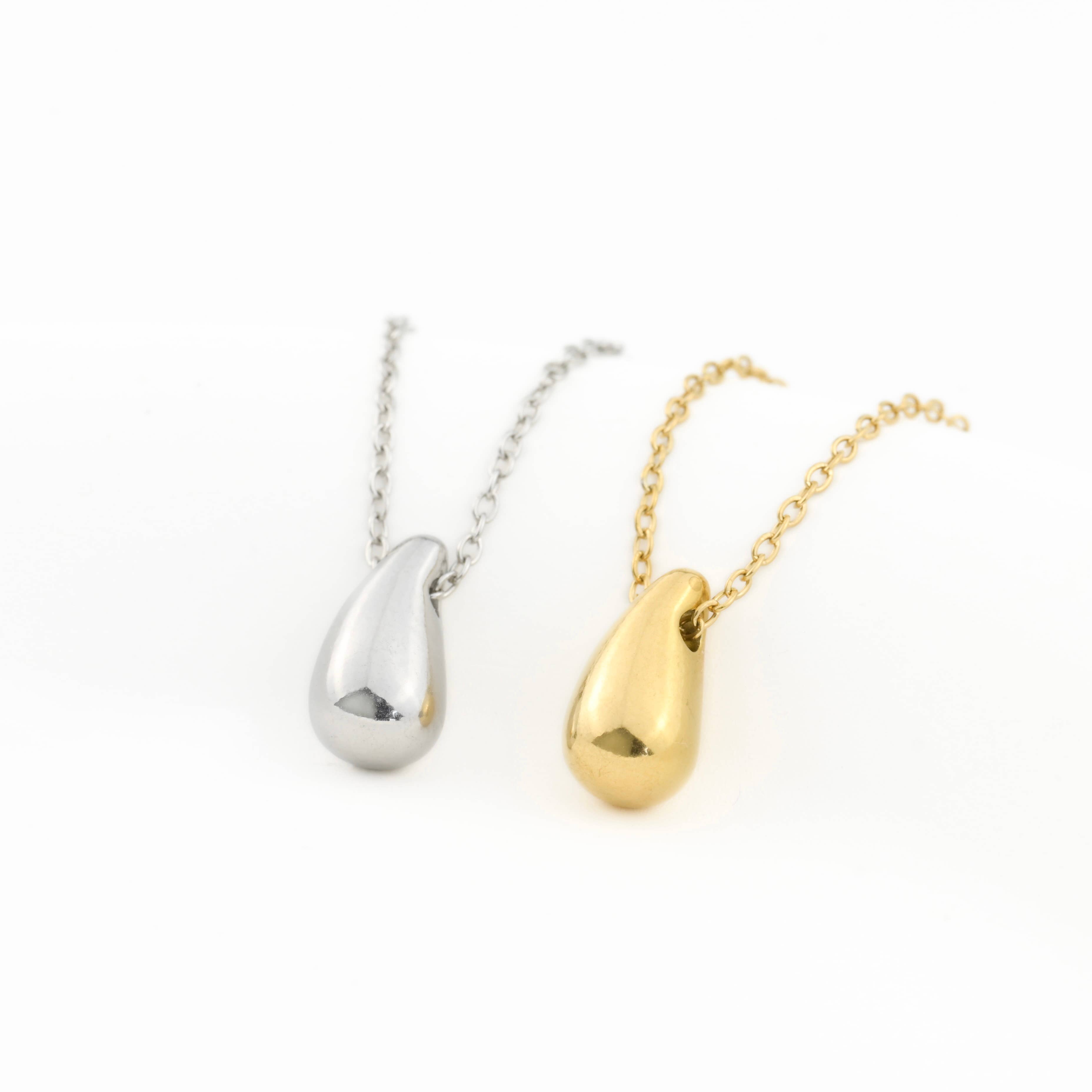 Tear Drop Pendant Necklace - Dainty Droplet Necklace