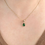 Pear CZ Necklace - Tear Drop Diamond Birthstone Pendant IN SILVER