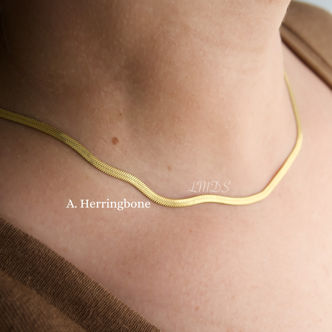 Dainty Gold Necklace Herringbone