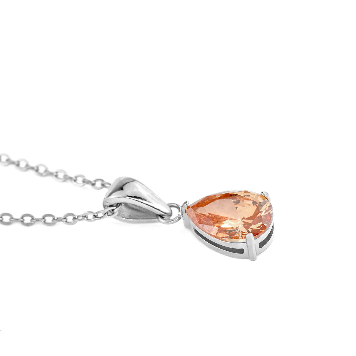 Blueyejewelry - Pear CZ Necklace - Tear Drop Diamond Birthstone Pendant