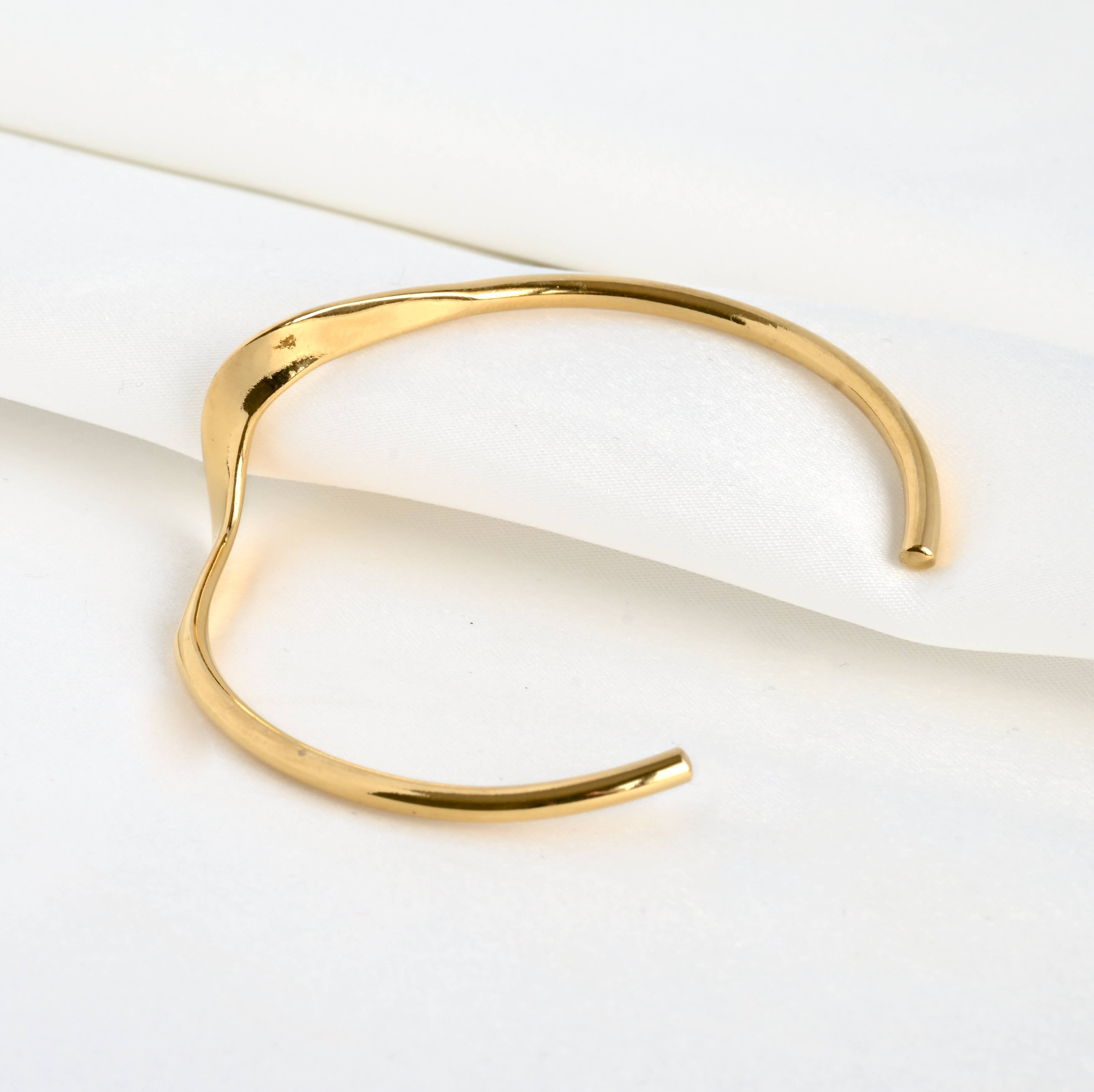 Sculptural Gold Cuff - Tarnish-free Twist Cuff Bracelet
