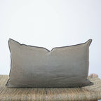 Lumbar Edged Linen Pillow COVER - Moss