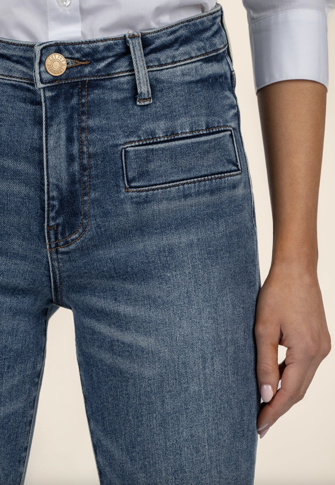 Kelsey High Rise Flare-Wide Fake Welt
