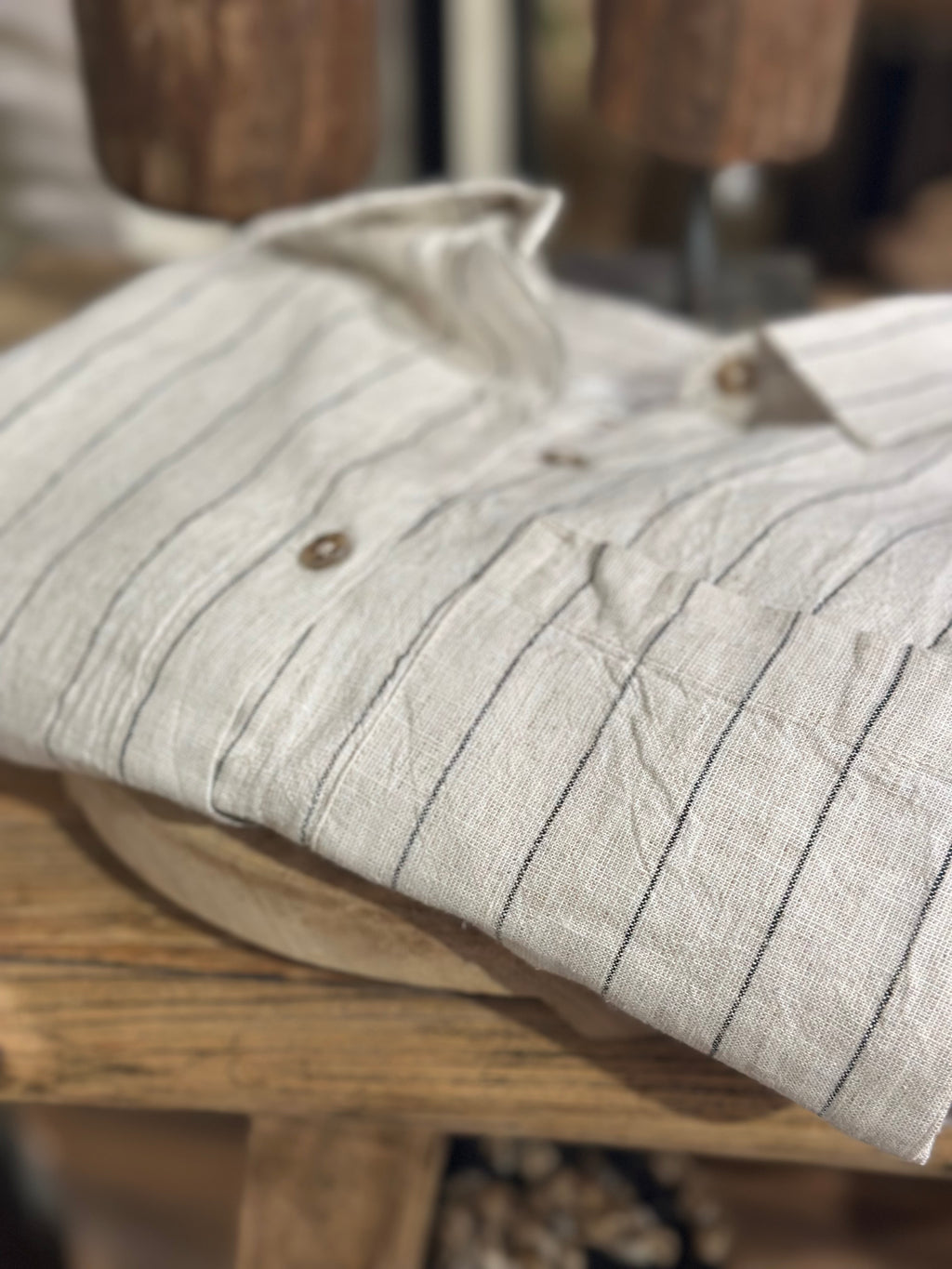 Alfie Stripped Linen Button Up