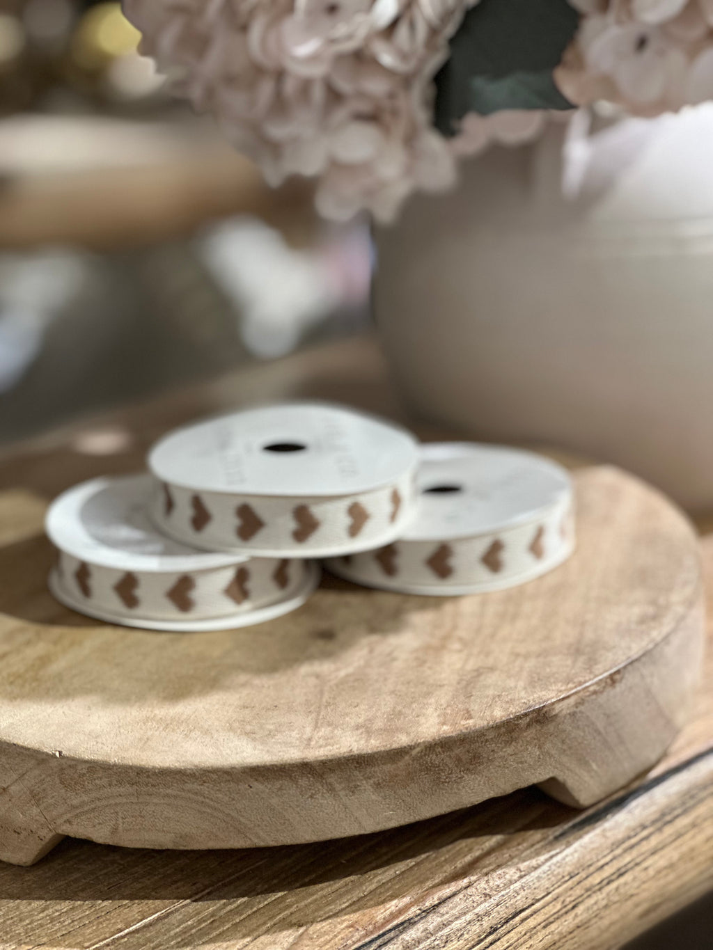Luxe B Co - Mocha Brown Hearts Woven Ribbon