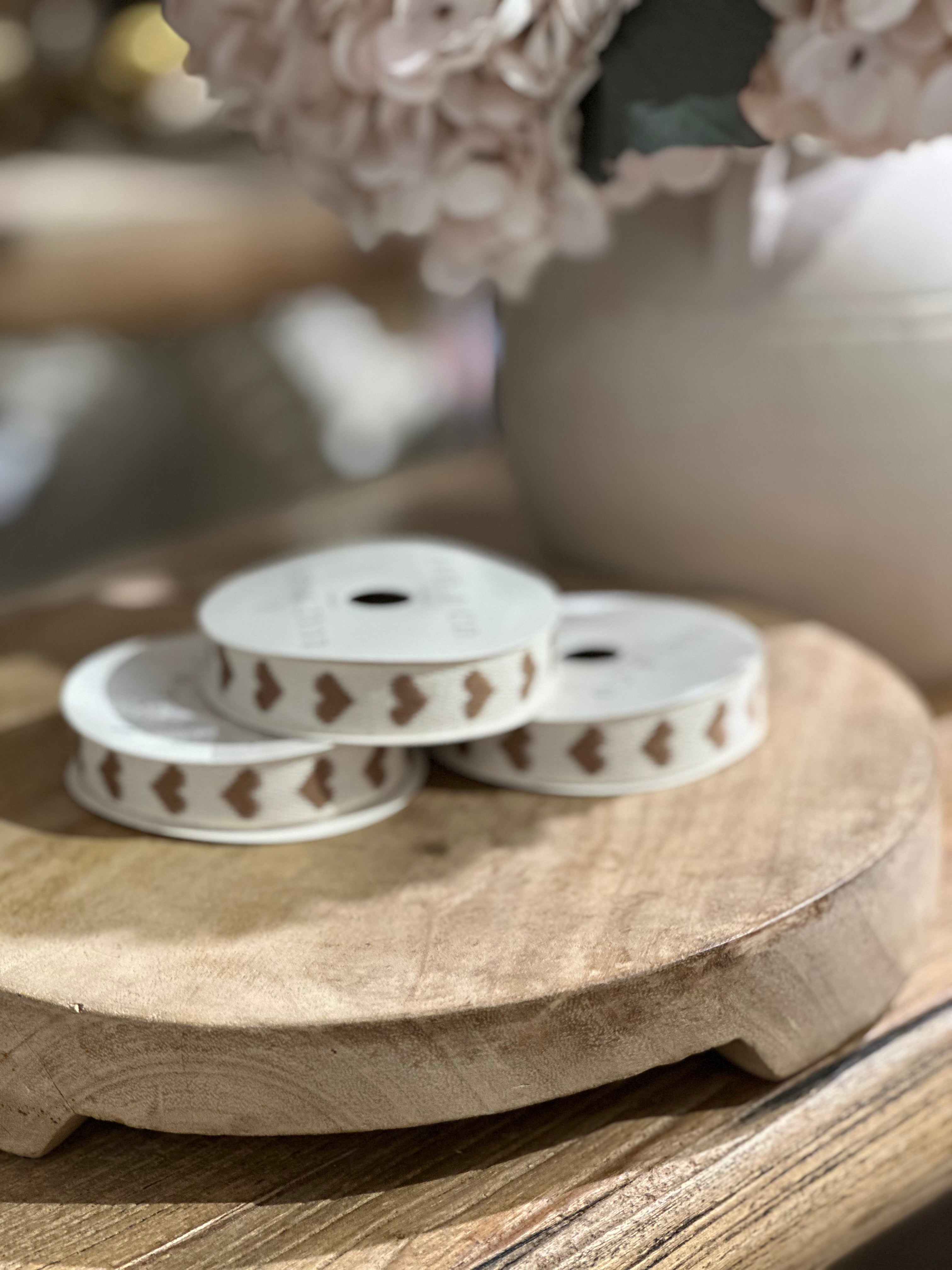 Luxe B Co - Mocha Brown Hearts Woven Ribbon
