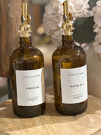 Luxe B Co- Glass Dispenser Amber Olive Oil & Vinegar Refillable Bottles