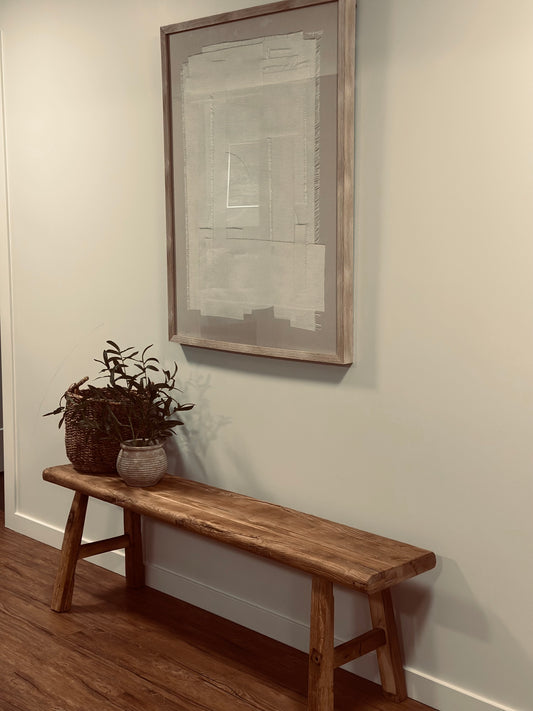 Wooden Bench 59 in, Natural Recycled Elmwood