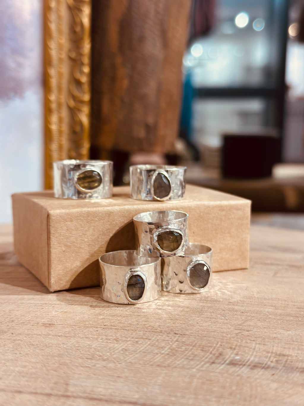 Labradorite Wide Band Ring