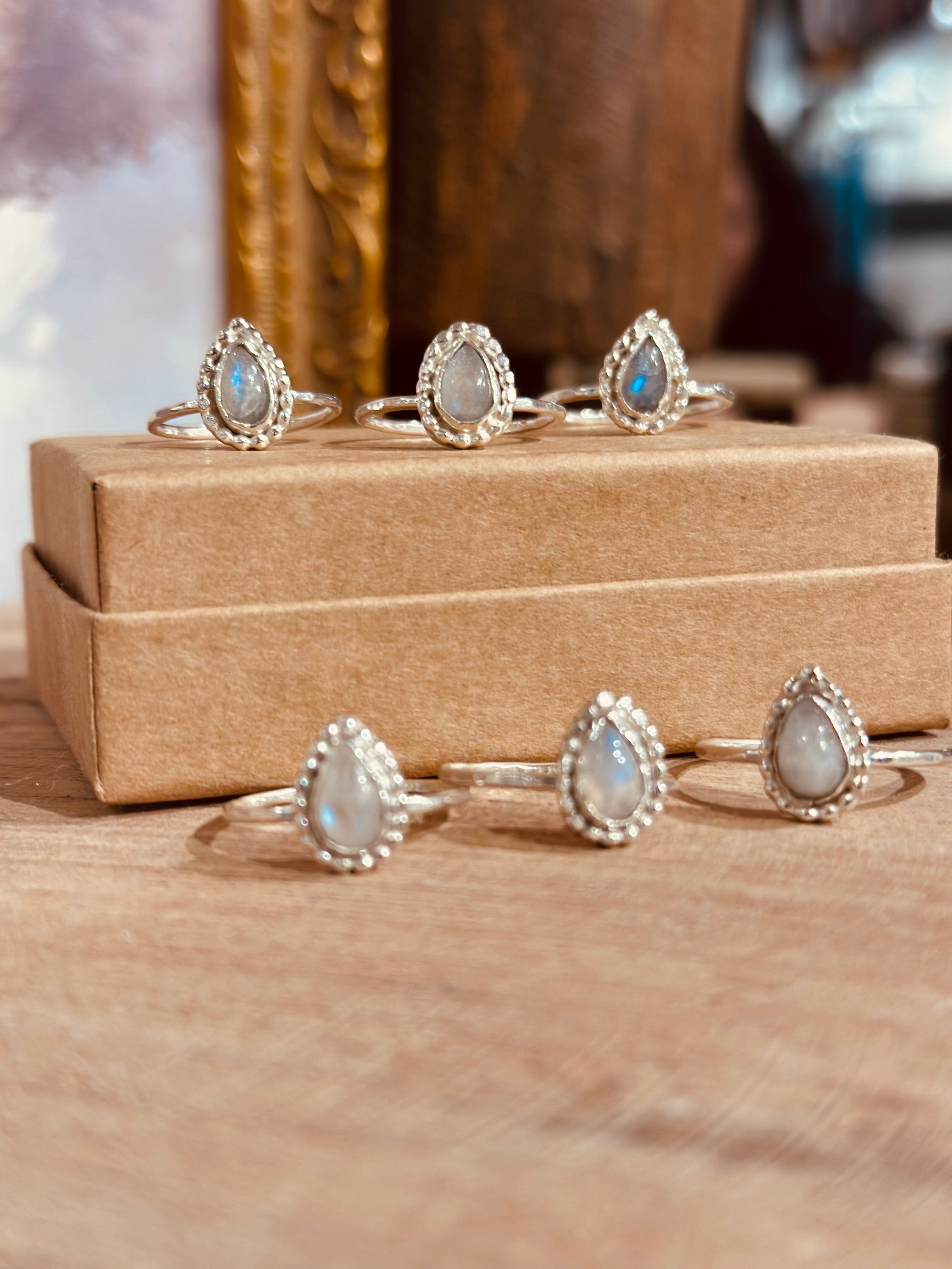 Pear Moonstone Ring
