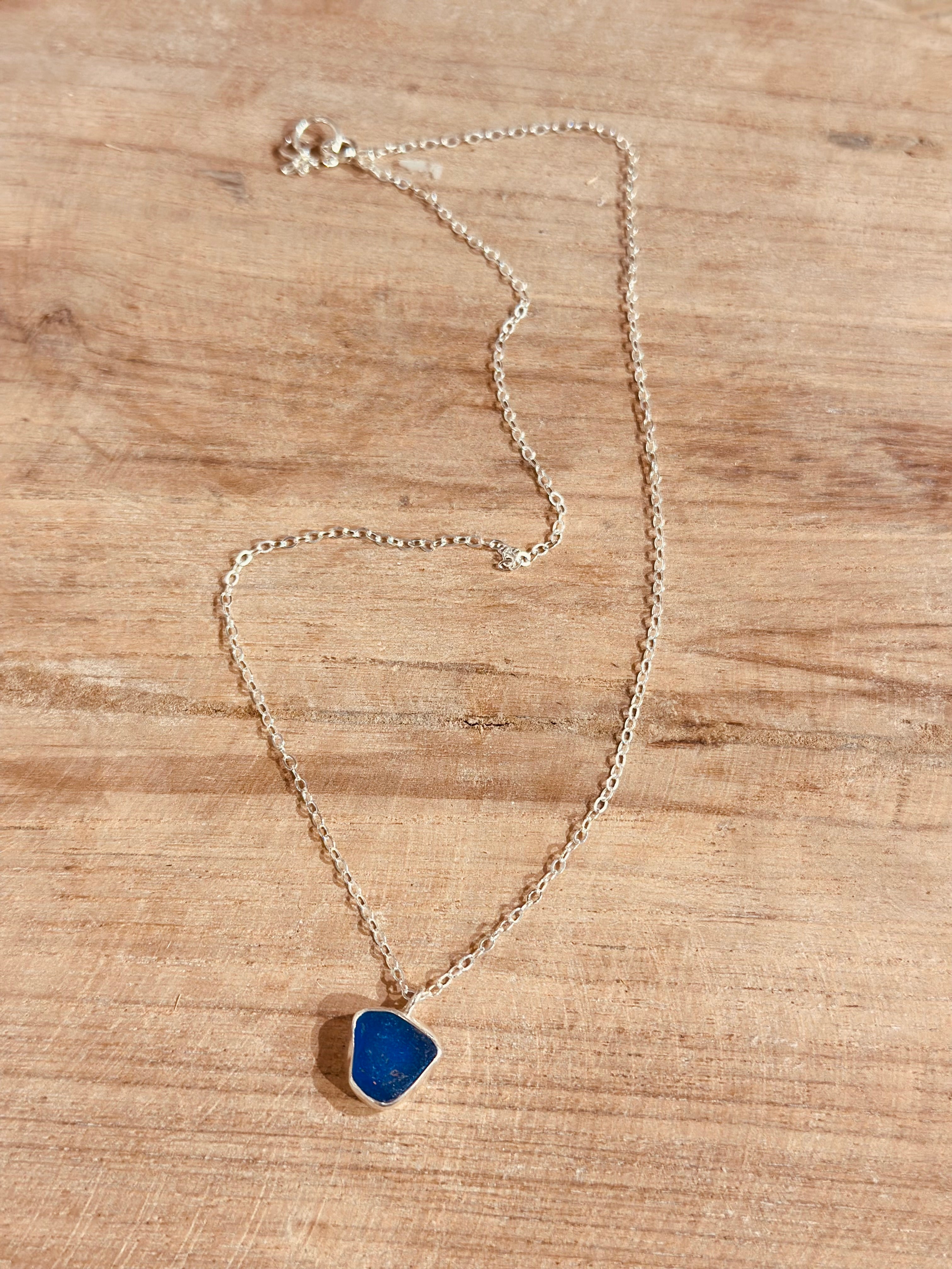 Blue Sea Glass Necklace