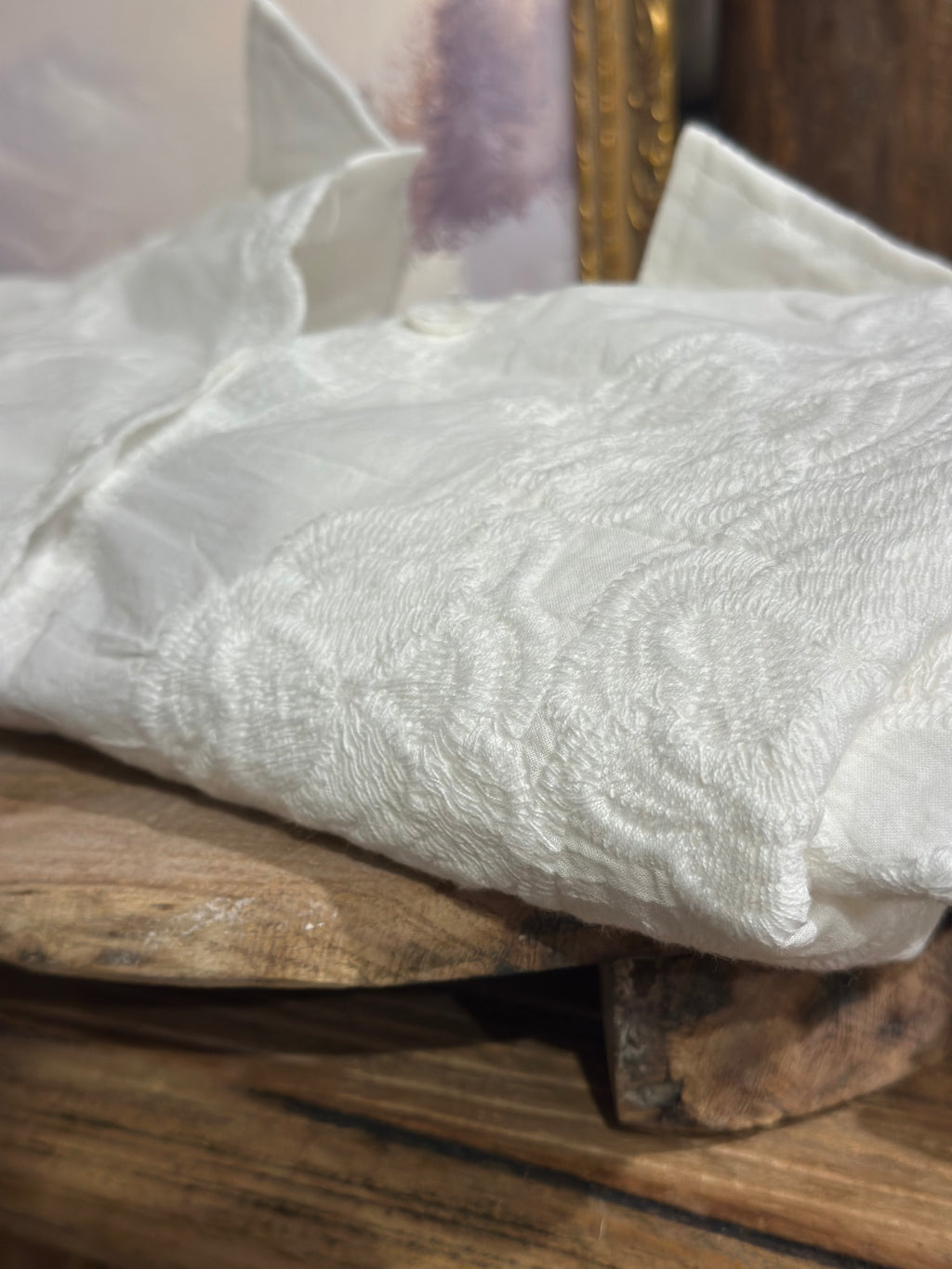 Embroidered Cotton Scallop Shirt