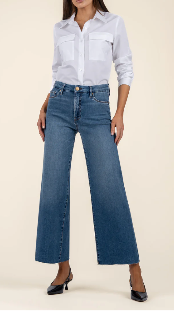 Meg Milestone High Rise Wide Leg Raw Hem
