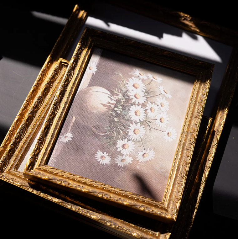Daisy Bouquet | French Brass Gold Mould Framed Art