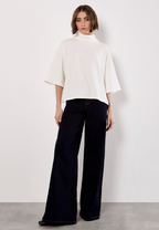 Cotton Waffle Cowl Neck Tee