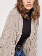 Cable Knit Open Midi Cardigan