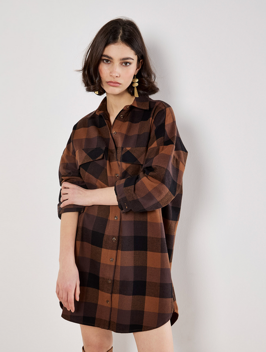 Oversized 2 PKT Check Dress