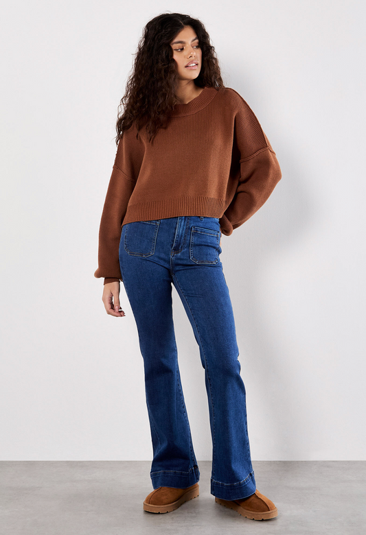 Cropped Drop Shoulder Jumper