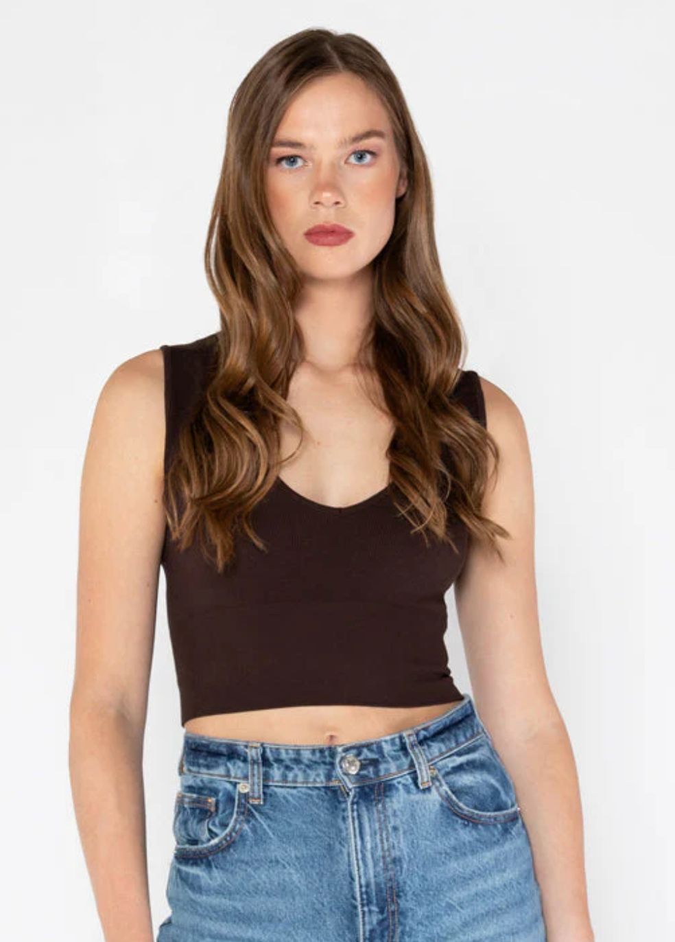Deep V-Rib Top
