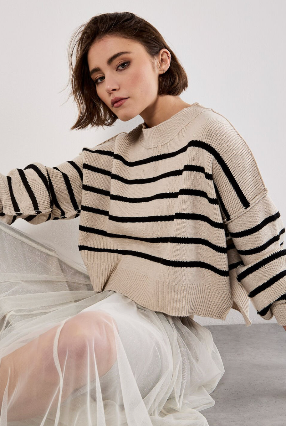 Stripe Drop Shoulder Oversized Jumper