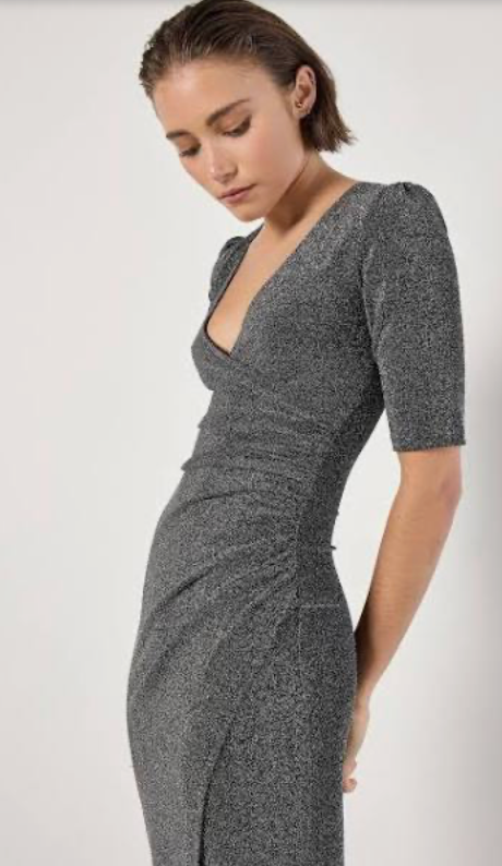 Foil Sparkle Side Ruched Dress