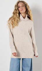 Oversized Roll Neck Tunic Sweater