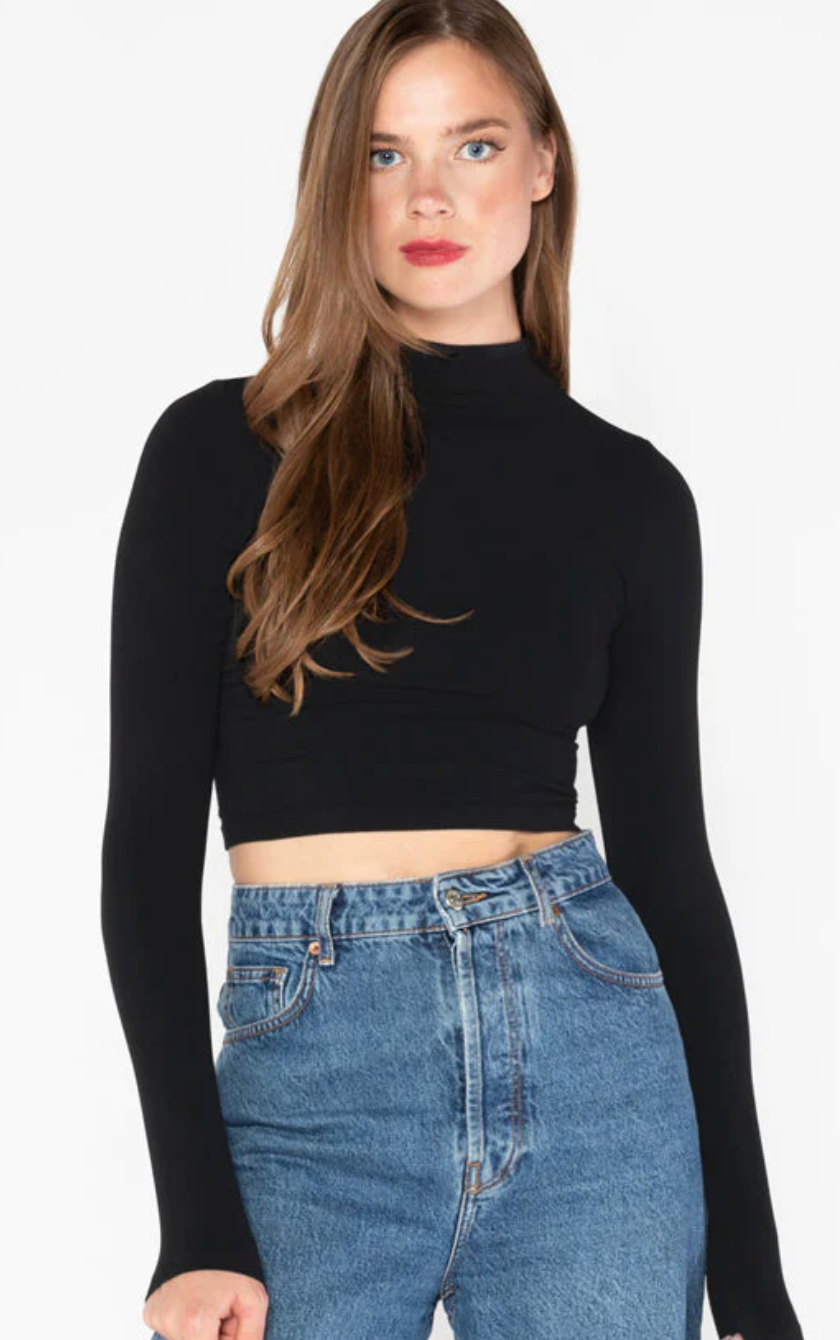 Bamboo Mock Neck Crop Top